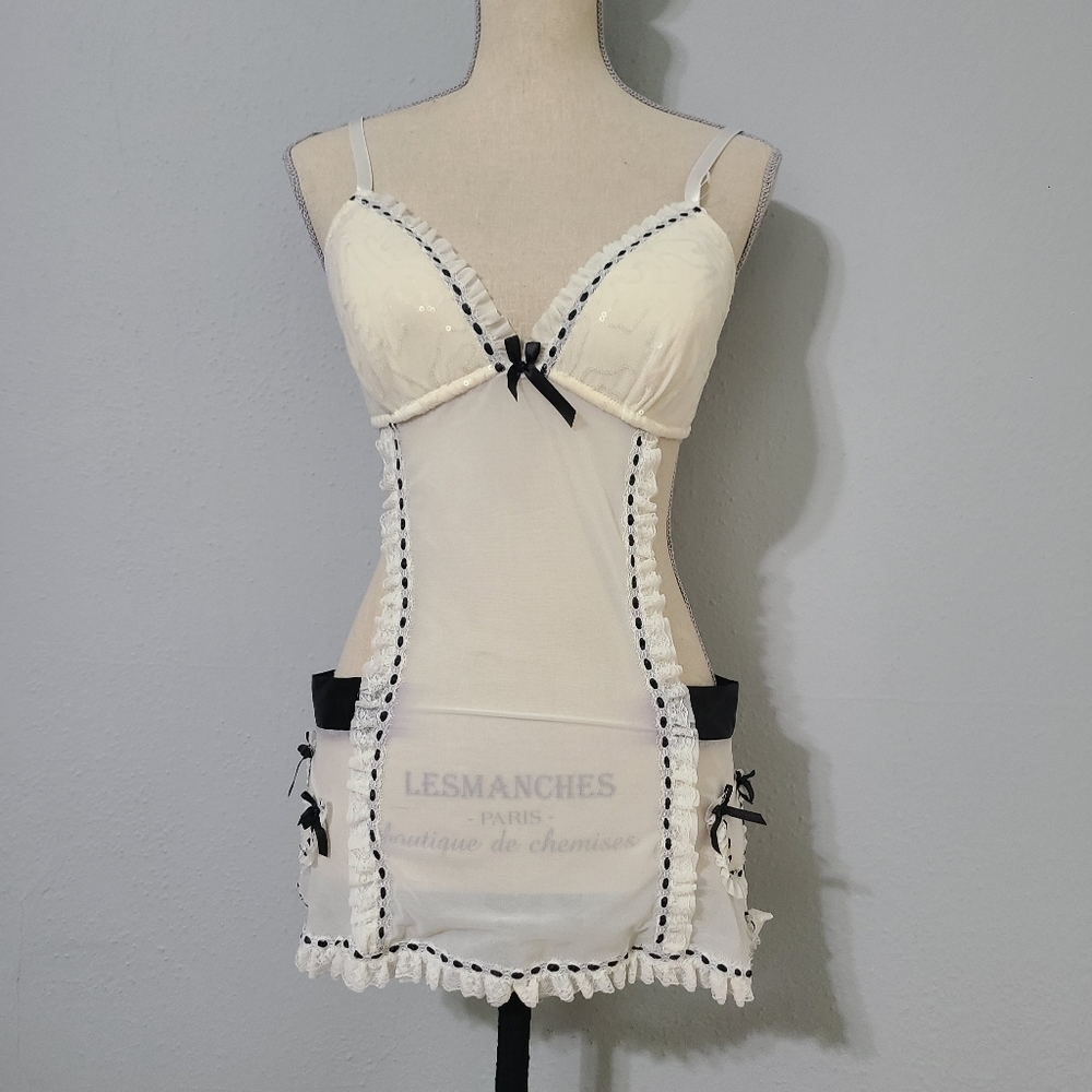 Sexy Padded Bra Wrap Nighty with Bows‎ Size Large